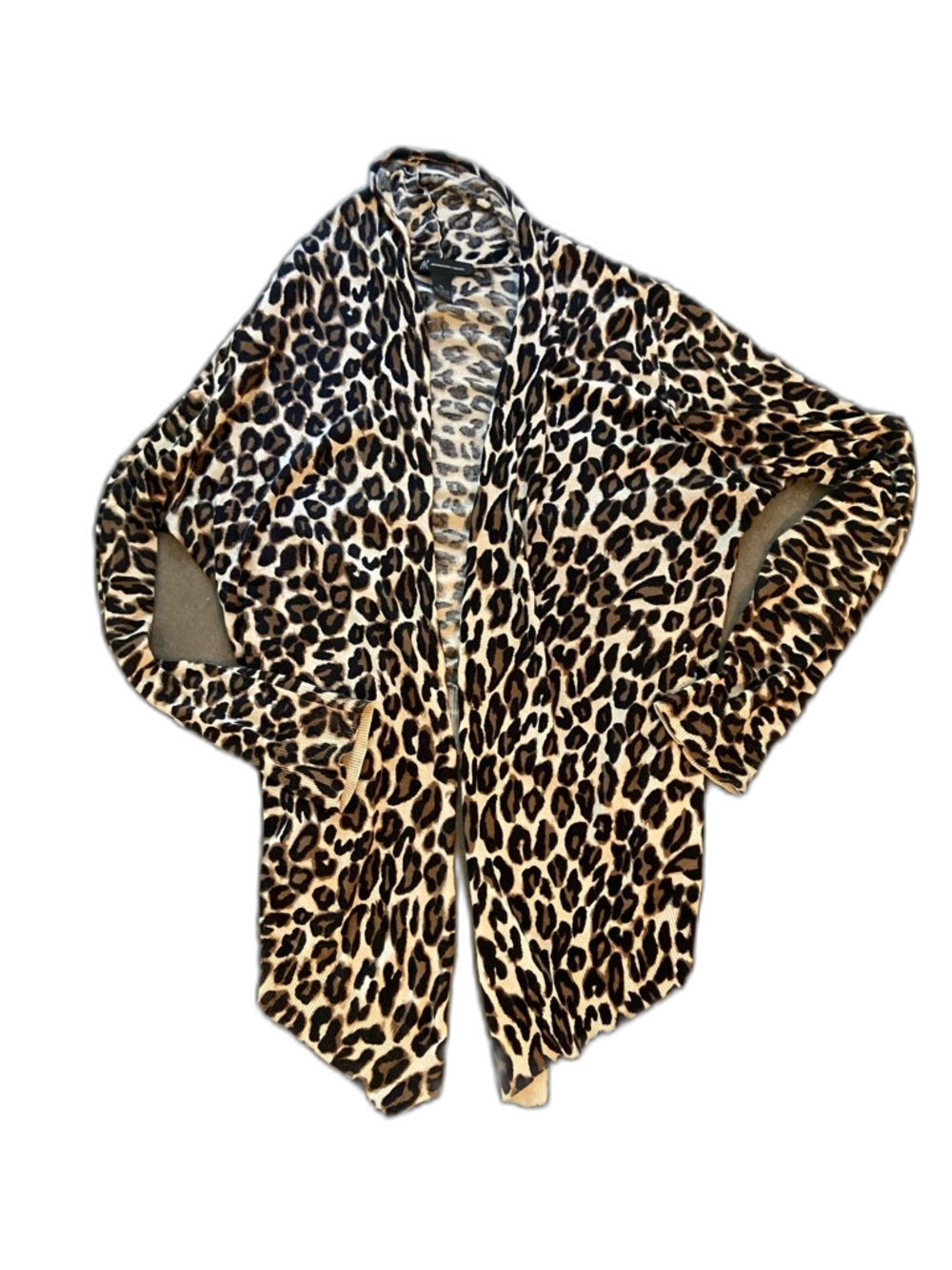 INC  Leopard-Print Open Front light weight sweater- Beige & Black Sz XL